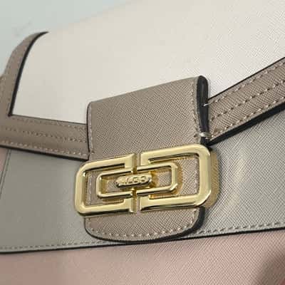 ALDO Colourblock Pink Cream Taupe Crossbody Shoulder Bag Gold Hardware