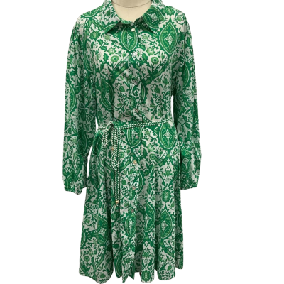 Threadz Womens 100% cotton Size M button down Dress Floral / Green 