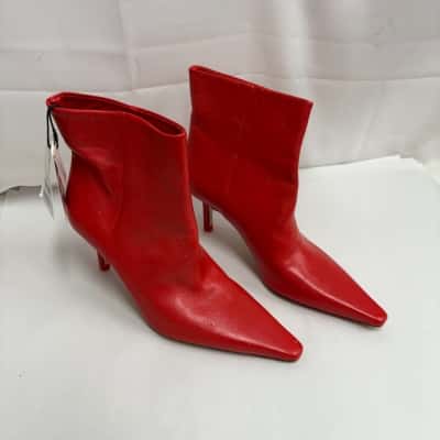 Zara Ankle Boots Womens  Size 38 Red 