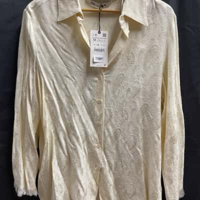 Zara Womens Size M Cream Button Shirt