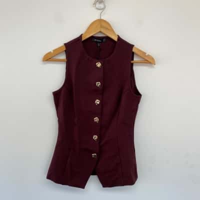 Decjuba Cherry Dark Red Eden Longline Jersey Tank Top Size XS 