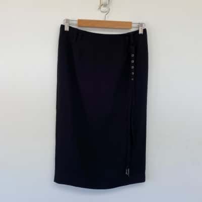 Cue Black Knee Length Office Pencil Skirt  Size 8