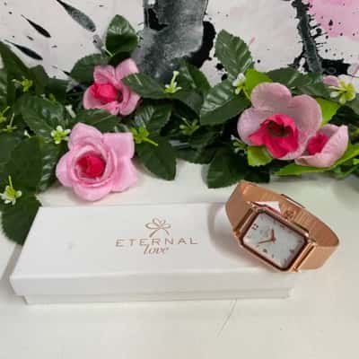 Rose gold tone stainless steel watch New