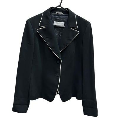 MAX MARA Size 14 Single-Breasted Black Jacket with Contrasting Trim 