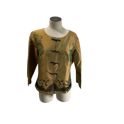 Cherry Lea Embroidered Silk Jacket Size 14