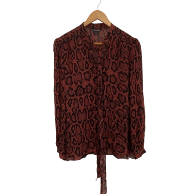 Country Road Womens  Size M Button Up Top / Long Sleeve Top Animal print / Black  / Brown 