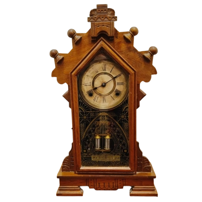 Antique Ansonia Clock Co. USA Pendulum Clock With Chimes - Complete With Key & Pendulum. Clock Does Work But Stops After A Short While. Chimes Work. Will Benefit From A Good Clean/Service - See Description