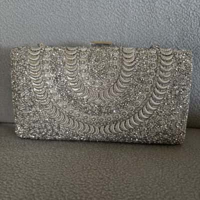  Women's Glamorous, Elegant, Exquisite Glitter Bling Sequin Clutch Silver 