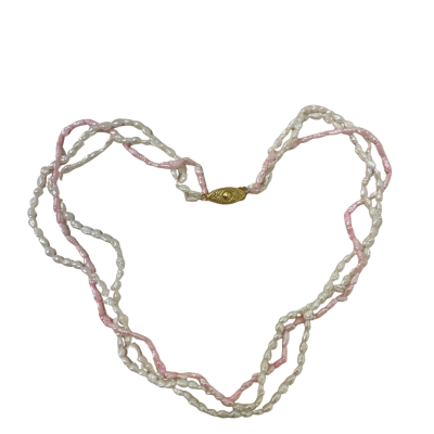 Vintage Pink/White Two Chain Necklace 