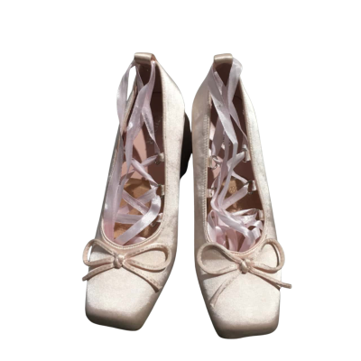 Cider Womens  Size 38 Pink  Satin Ballet Flats some light smarks
