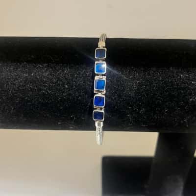 Women's Silver Bracelet - Blue / Silver Colouring