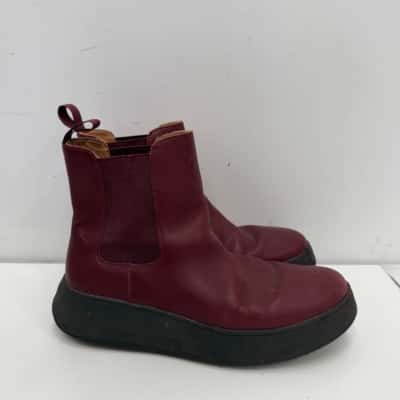Fitflop F-Mode Flatform Chelsea Boots Red - Size 5.5 