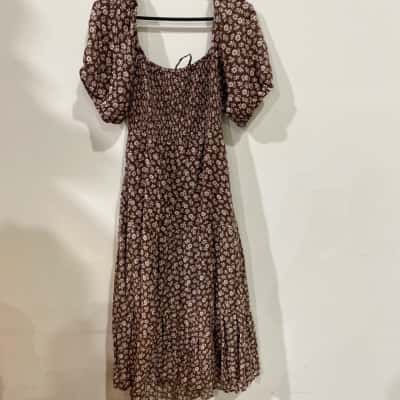 Ghanda Womens  Size L Floral Dress Brown 