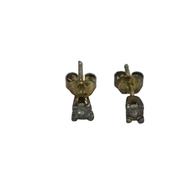 Vintage Genuine Full-Cut 17 Faceted Diamond Earrings Set In 925 Silver