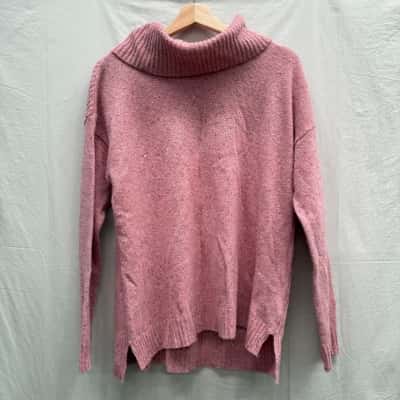BNWT JUMP Pink Lambs Wool Turtleneck Jumper Size M 