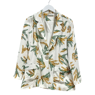 Sussan White Floral Linen Jacket Size 14