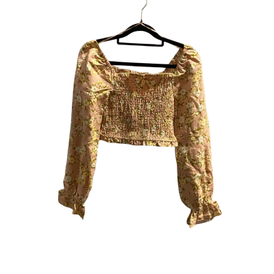 BNWT Lulu & Rose Womens Size S Orange Floral Cropped Off-the-shoulder Top RRP $79.95