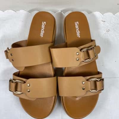 Sandler Womens Sandals Buckle Slides Fiction Tan Size 9 