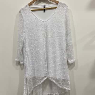 Taking Shape Womens  Size 18 3/4 Sleeve Top White 