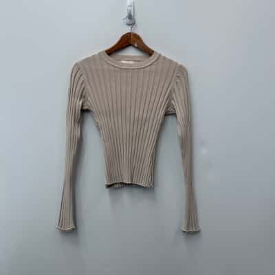 Dissh Ada Stone Knit Long Sleeve Top - Size XS 