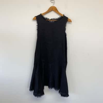 LJC Designs Black Linen Sleeveless Mini Dress Size M