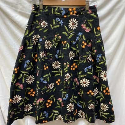 Princess Highway Womens  Size 8 A-Line Skirt / Midi Skirt Black  / Floral / Multicoloured 