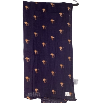 Country Road baby 100% cotton wrap in Navy Blue/Monkey Print 