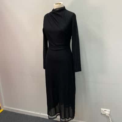 Witchery Womens  Size S Midi Mesh stretch Dress Black  