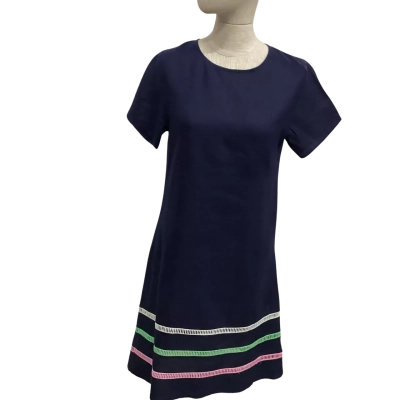 Alessandra  Size S Short Sleeve Dress  Green / Navy Blue / Pink  / White 