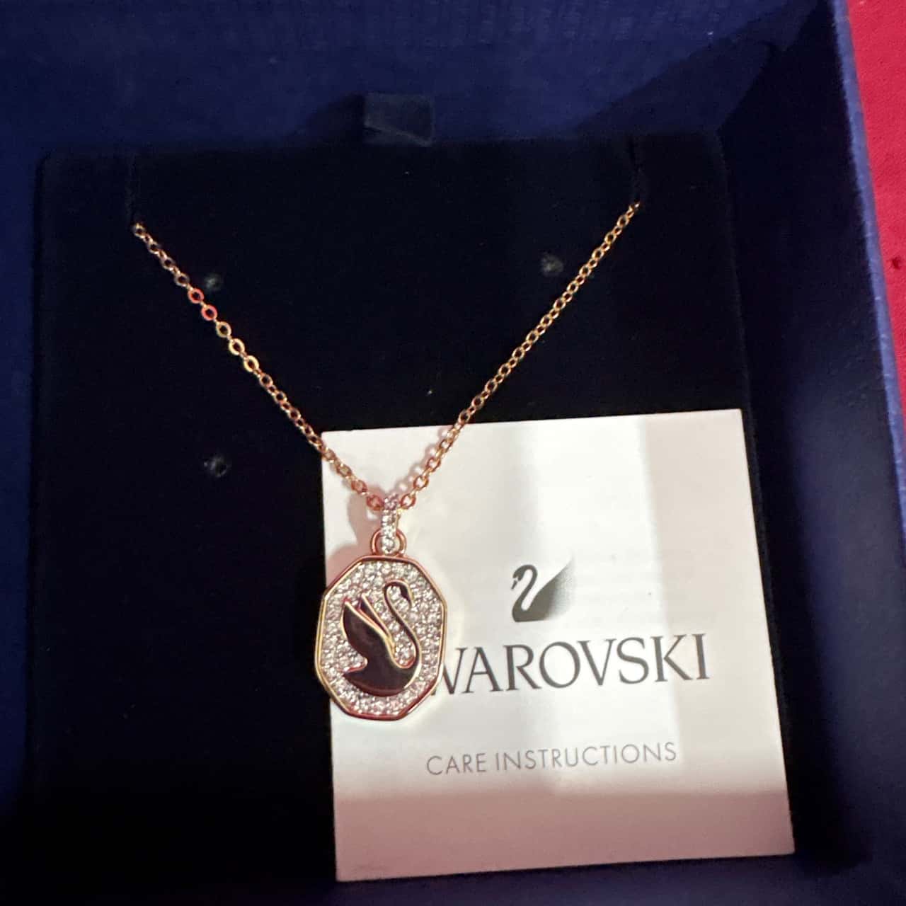 Swarovski Women's Signum Swan Rose Gold Tone Octagon Pendant Necklace (s)