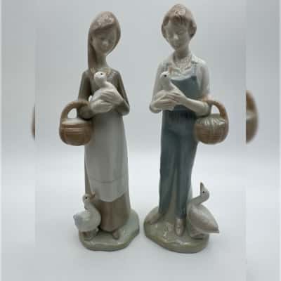 Vintage Japan Boy & Girl With Ducks Figures