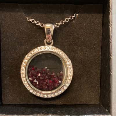 Necklace with Gem Stone Shaker Locket Pendant
