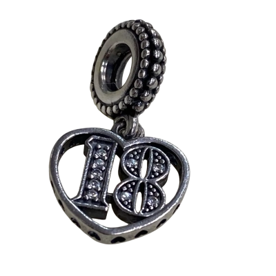 Pandora Womens Stirling silver & cubic zirconia 18th charm  Other 