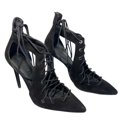 KENDALL & KYLIE Black Suede Pointed Toe Lace Up Heels Size 10 