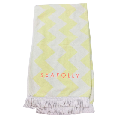 Seafolly Australia One Size Cotton Yellow/White Beach Towel