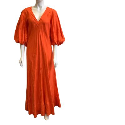 Versify Women's Size 16 Linen Maxi Dress Orange 