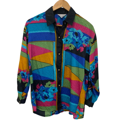 Sandra Vintage Womens  Size M / S Button Up Top Multicoloured 