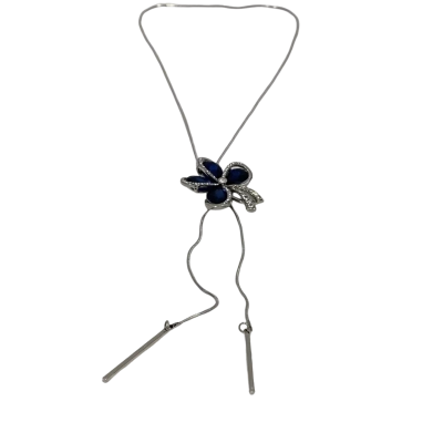 Unbranded Women's Retro Style Adjustable Necklace Navy Flower