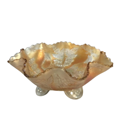 Yellow/ Orange Leaf Patterned Bowl Approx 20cm diameter