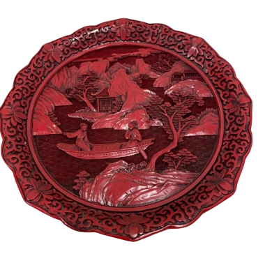Traditional Chinese Cinnabar Plate 