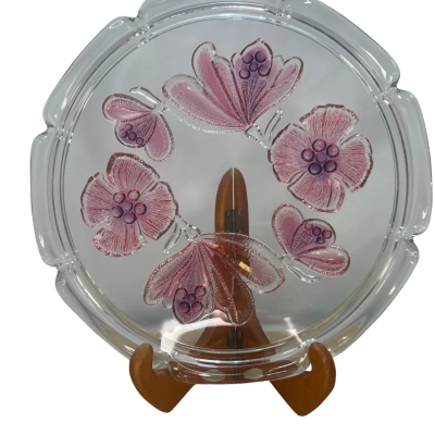 W.German Walther Glas Miranda Hibiscus Glass Serving/ Cake Plate