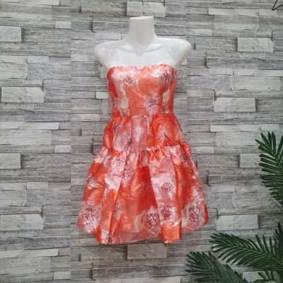 Sweet Pot Womens  Size 10 Mini Dress Floral / Orange / Pink  