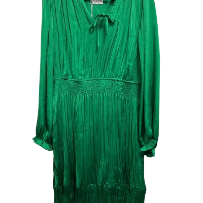 Estelle, Womens, Size 16, iridescent forest green pleated dress with sleeves