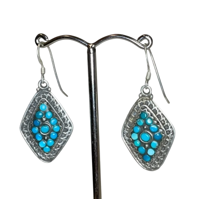 Womens Drop Earrings Silver Look/Sterling Silver/Turquoise