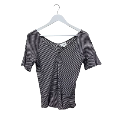 Seed Heritage Striped Black & White Peplum Top Size L