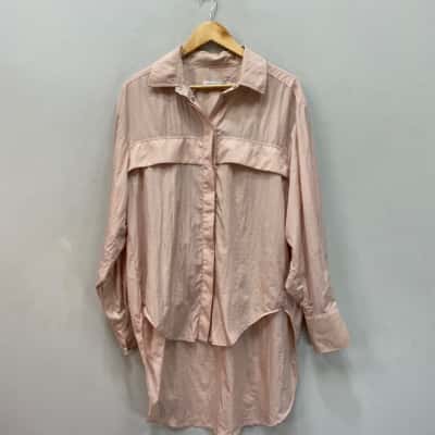 AJE Athletica Womens  Size 10 Long Sleeve Oversized Shirt Light Dusty Pink  