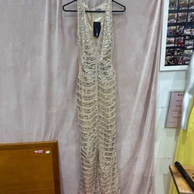  Fashion Nova Womens  Size M Luxe Lifestyle Sequin Maxi Dress 