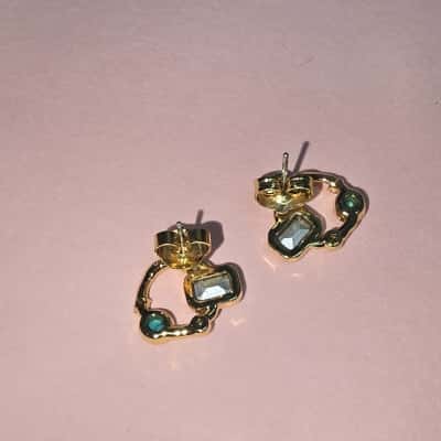 Mimco Womens Earrings Gold / Green 