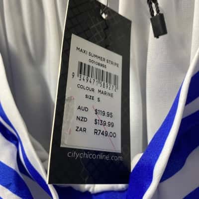 City Chic   Size S Maxi Dress / Strapless Dress  Blue / White striped new 