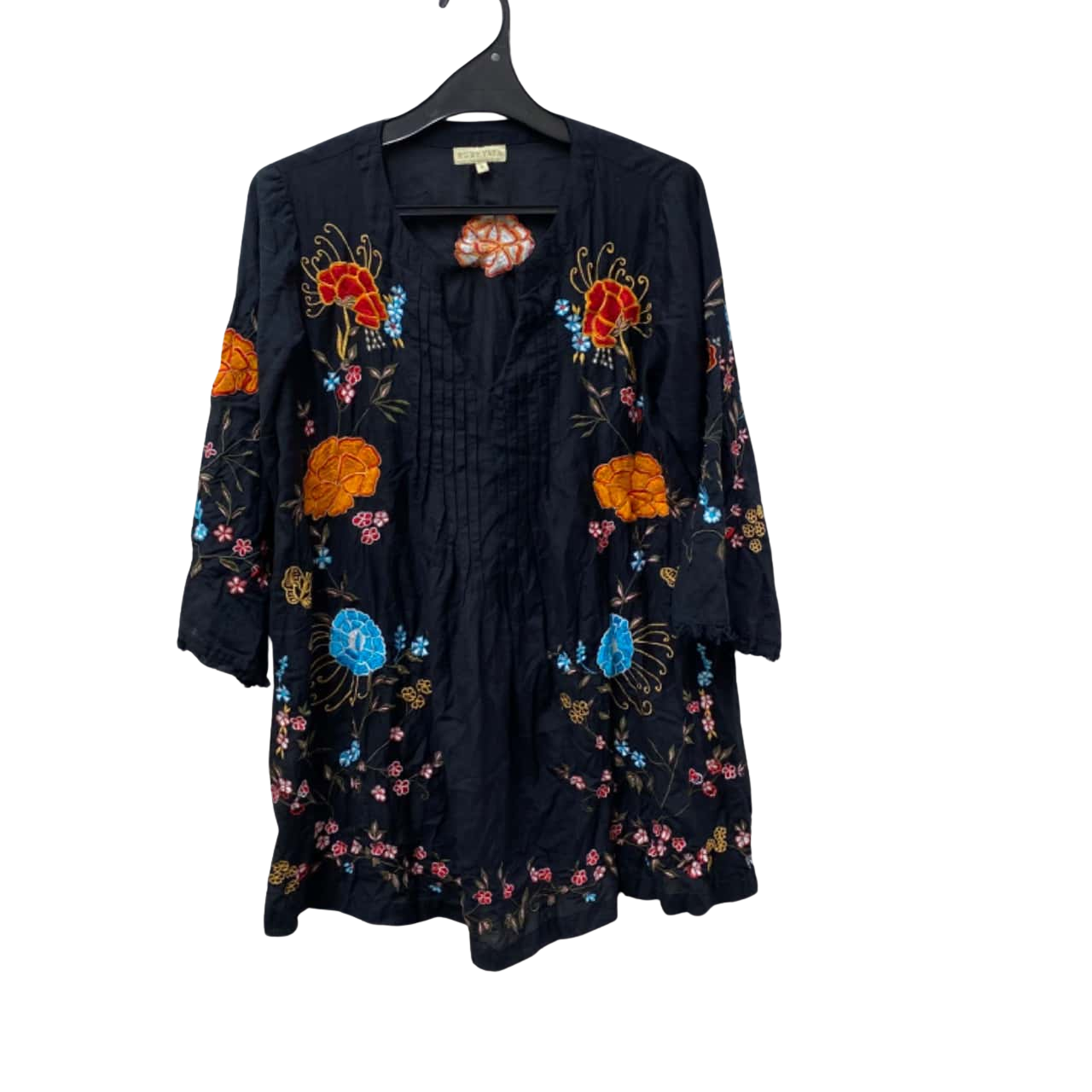 Ruby Yaya Womens Black embroider Floral Dress/Top - Size